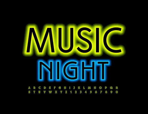 Affiche Vectorielle Élégante Music Night Alphabet Chic Lettres Chiffres — Image vectorielle