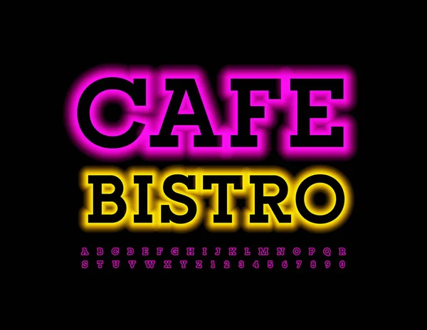 Vector Neon Sign Cafe Bistro Helle Moderne Schrift Leuchtende Buchstaben — Stockvektor