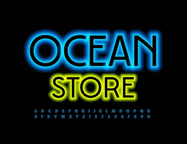 Vector Buntes Logo Ocean Store Moderne Schrift Buchstaben Und Zahlen — Stockvektor