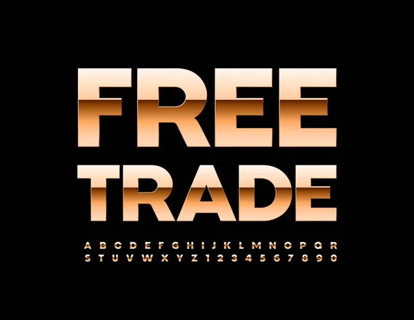 Векторный Современный Баннер Free Trade Font Набор Букв Цифр Алфавита — стоковый вектор