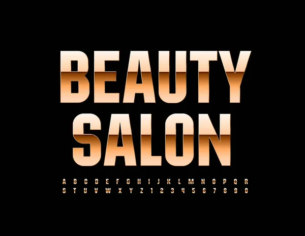 Elegancki Symbol Salonu Piękności Błyszcząca Czcionka Premium Złote Litery Cyfry — Wektor stockowy