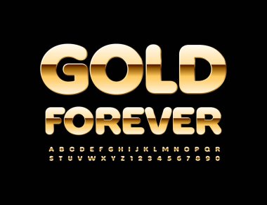 Yaratıcı Yazı Tipi ile sonsuza dek Vektör Altın. Lüks Alfabe Harfleri ve Sayıları