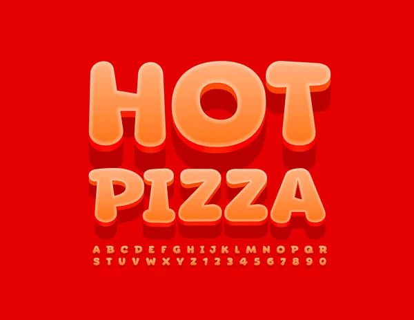 Vector Emblema Brilhante Pizza Quente Estilo Abstrato Fonte Conjunto Adesivo — Vetor de Stock