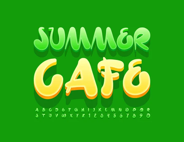 Vector Kleurrijke Sign Summer Cafe Speels Lettertype Heldere Alfabetische Letters — Stockvector