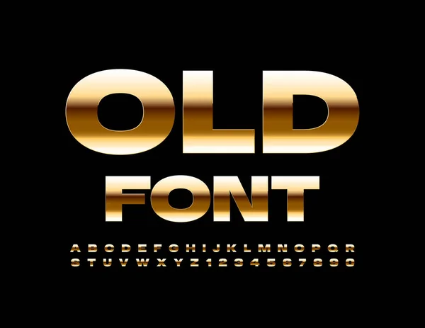 Vector Old Gold Font Letras Números Del Alfabeto Artístico — Archivo Imágenes Vectoriales