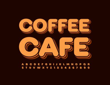 Katmanlı Moda Yazı Tipli Kahve Kafe. Isometric Alfabe Harfleri ve Sayıları Ayarlandı