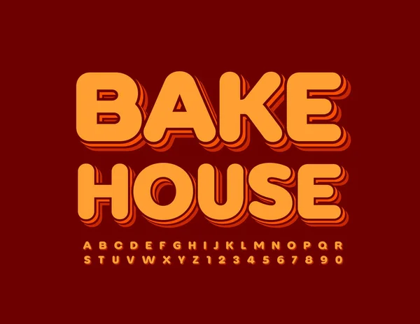 Векторный Яркий Sign Bake House Современный Многослойный Шрифт Творческие Буквы — стоковый вектор