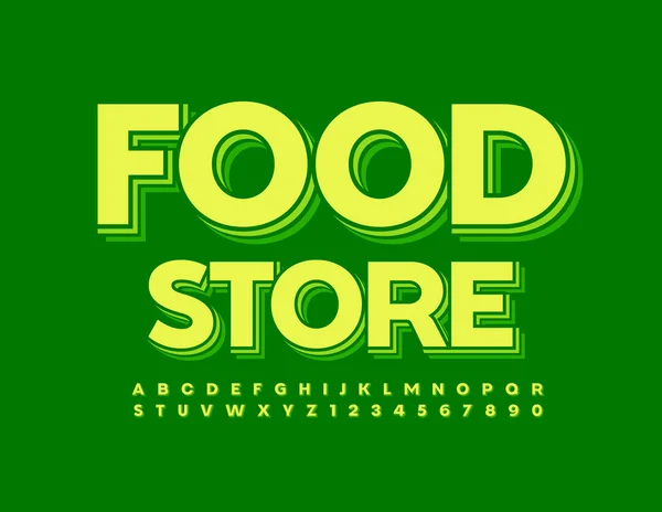 Vector Creative Logo Food Store Bright Layered Font Decorative Alphabet — Stock Vector