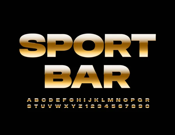 Vector Trendy Sign Sports Bar Carattere Chic Golden Lettere Numeri — Vettoriale Stock