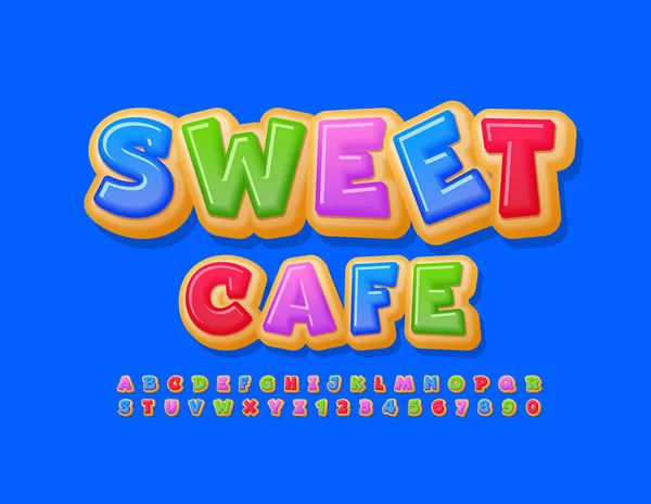 Vector Buntes Zeichen Sweet Cafe Helle Originalschrift Köstliche Donut Alphabet — Stockvektor