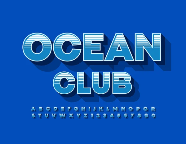 Wektorowy Klub Kreatywny Ocean Styl Retro Font Zestaw Liter Liczb — Wektor stockowy