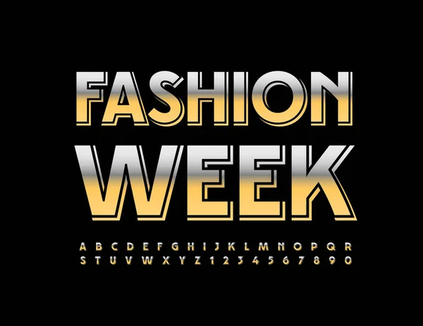Vector Glamour Sign Fashion Week Fonte Estilo Elegante Conjunto Dourado —  Vetores de Stock