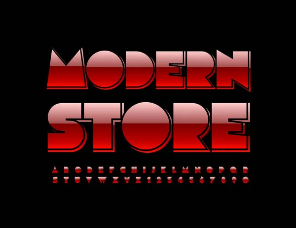 Vector Helder Sign Modern Store Modernn Red Font Artistieke Alfabet — Stockvector