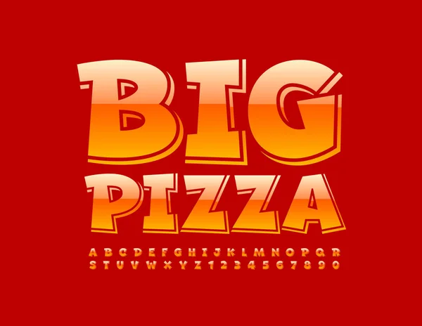 Vector Bright Sign Big Pizza Modern Glossy Font Artistic Alphabet — Stock Vector