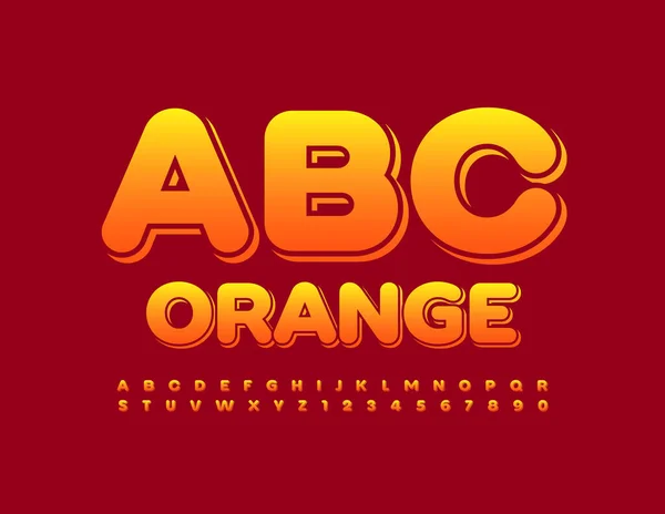 Vektororange Alphabet Helle Gradienten Schrift Glänzende Buchstaben Und Zahlen — Stockvektor