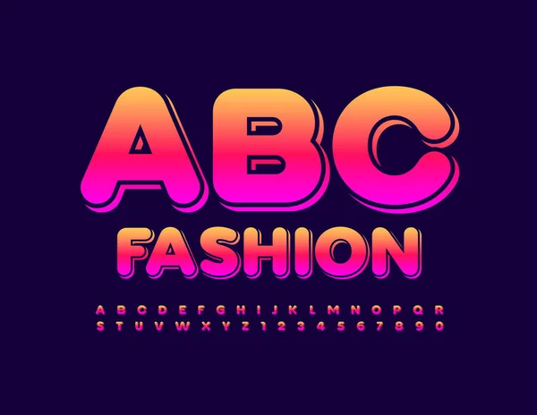 Vector Fashion Alphabet Bright Layered Font Creative Colorful Letters Numbers — Stock Vector