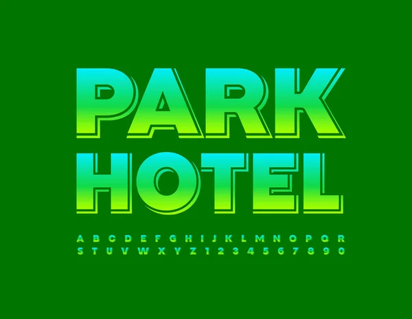 Vector Green Logo Park Hotel Gradient Színes Betűtípussal Kreatív Fényes — Stock Vector