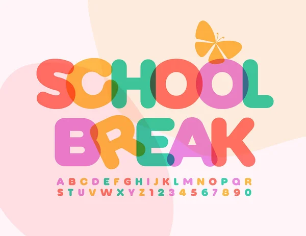 Vector Fényes Banner School Break Divatos Színes Font Kreatív Ábécé — Stock Vector