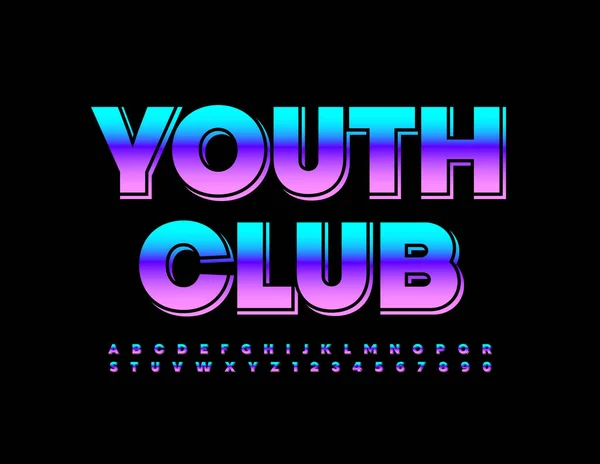Youth Club Lettering Font Vector Illustration — Vetor de Stock
