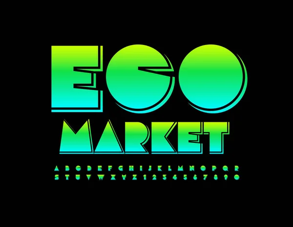 Eco Market Lettering Font Vector Illustration —  Vetores de Stock