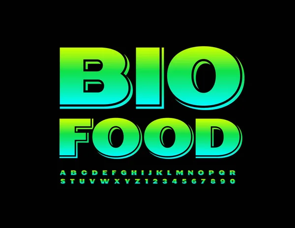 Bio Food Lettering Font Vector Illustration — Vetor de Stock
