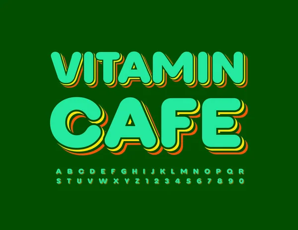 Vektor Színes Jel Vitamin Cafe Fényes Betűtípus Művészeti Ábécé Betűk — Stock Vector