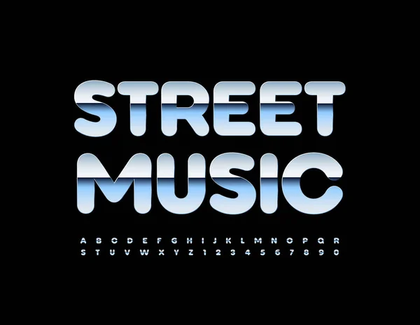 Vector Colorido Sign Street Music Fonte Brilhante Letras Números Alfabeto — Vetor de Stock