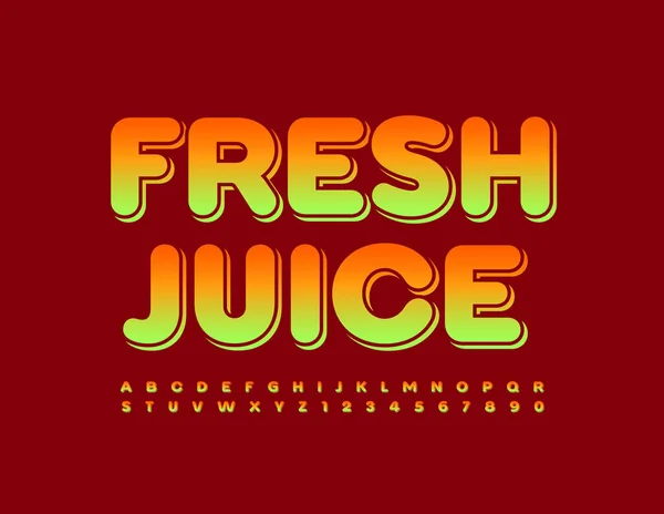 Vector Colorido Signo Jugo Fresco Bright Font Conjunto Letras Números — Archivo Imágenes Vectoriales