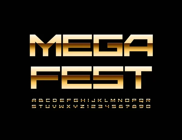 Vektorové Barevné Znamení Mega Fest Jasné Písmo Umělecká Písmena Čísla — Stockový vektor