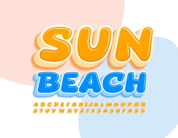 Vetor Sinal Criativo Sun Beach Com Letras Alfabeto Amarelo Conjunto — Vetor de Stock