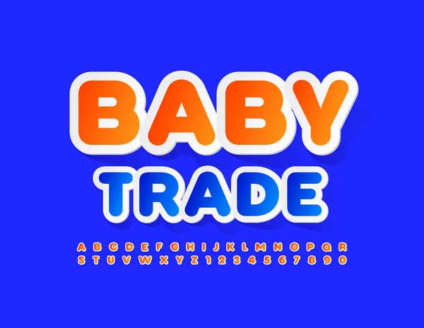 Векторная Расцветка Emblem Baby Trade Оранжевый Шрифт Яркие Буквы Цифры — стоковый вектор