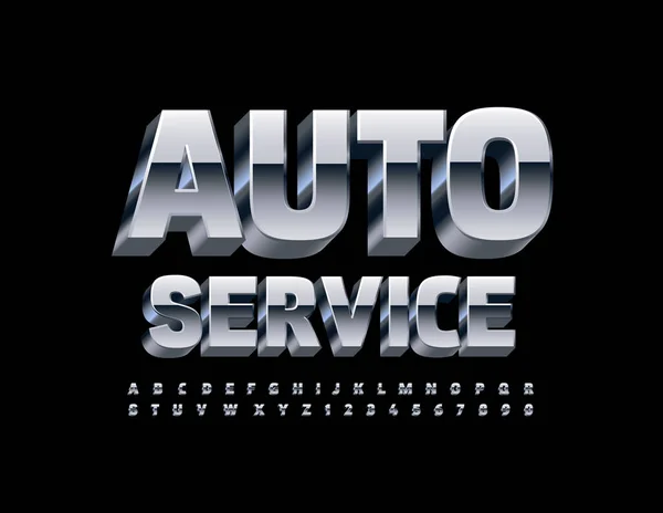 Wektor Kolorowy Znak Auto Service Bright Font Zestaw Liter Liczb — Wektor stockowy