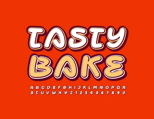 Vektor Kvalitet Banner Tasty Bake Handskriven Stil Font Kreativa Alfabetet — Stock vektor