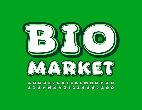 Vector Bright Sign Bio Market Modern Stylish Font Letras Números —  Vetores de Stock