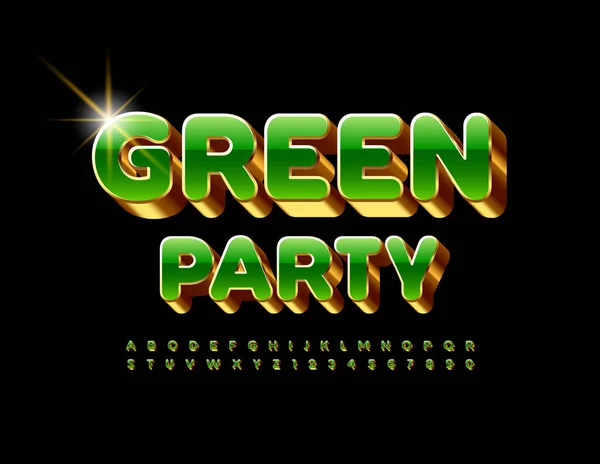 Vector Luxe Flyer Green Party Elite Stijl Font Luxe Glanzend — Stockvector