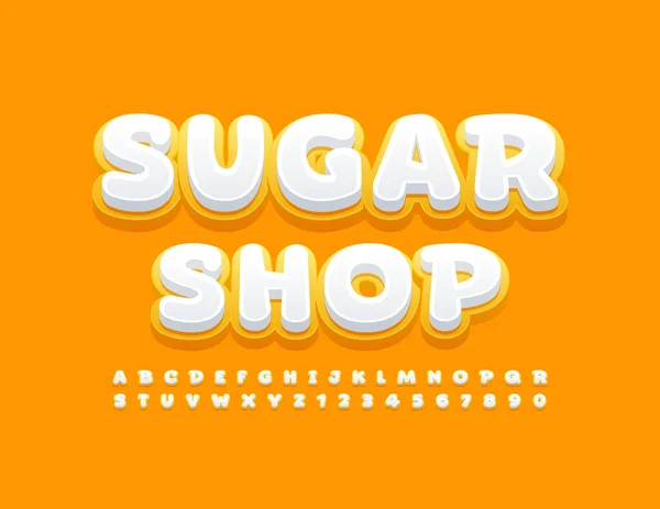 Segno Dolce Vettoriale Sugar Show Con Carattere Giallo Bianco Carino — Vettoriale Stock