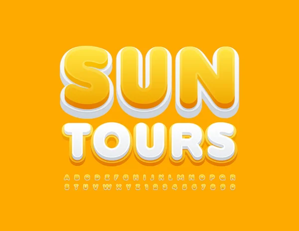 Segno Viaggio Vettoriale Sun Tours Con Set Lettere Alfabetiche Numeri — Vettoriale Stock