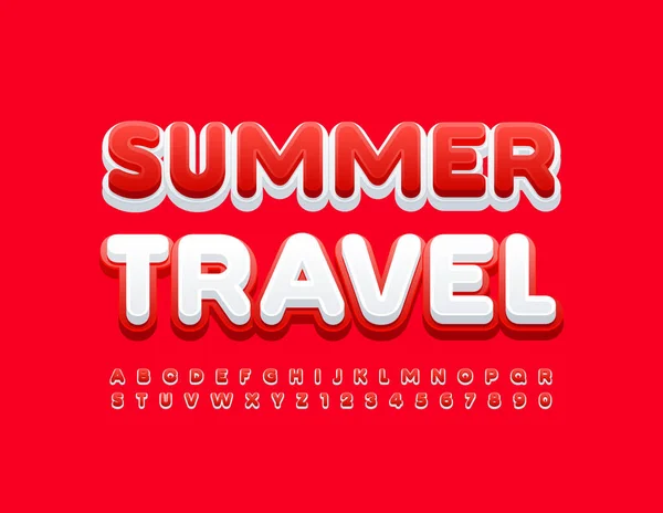 Векторный Красочный Баннер Summer Travel Bright Red Font Стильный Набор — стоковый вектор