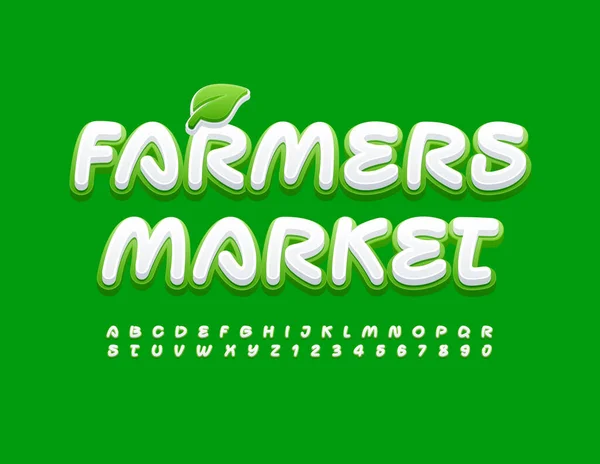 Vector Elegante Mercado Agricultores Sinal Letras Lúdicas Alfabeto Números Símbolos — Vetor de Stock