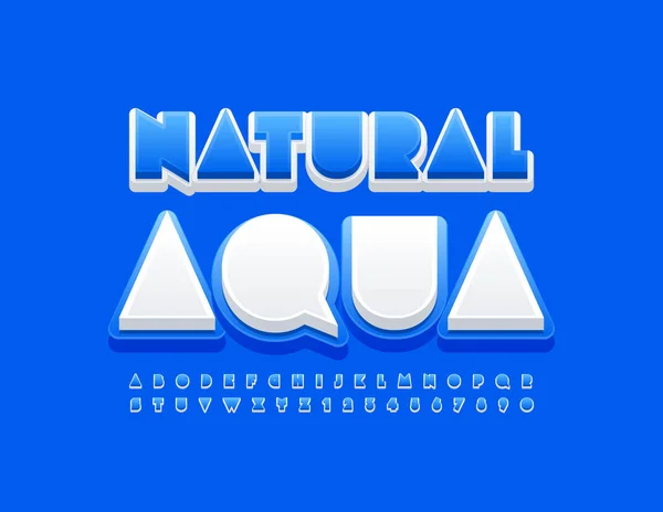 Tanda Vektor Biru Aqua Natural Dengan Gaya Huruf Abstrak Set - Stok Vektor