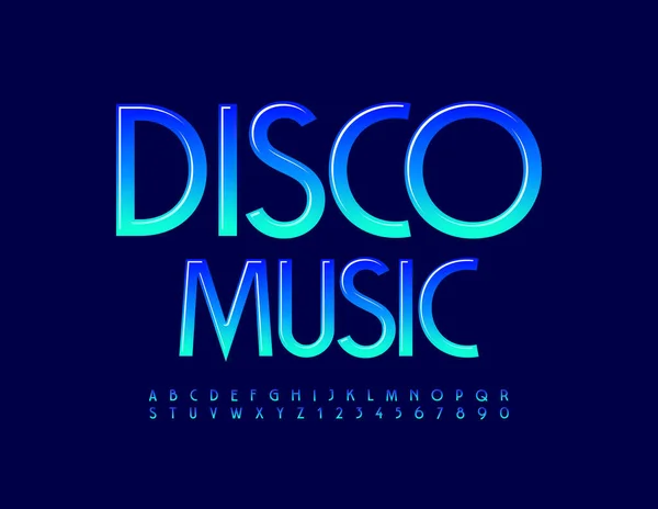 Panneau Vectoriel Élégant Disco Music Avec Police Brillante Gradient Blue — Image vectorielle