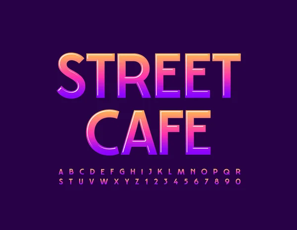 Vector Trendiges Logo Street Cafe Mit Schrift Leuchtende Buchstaben Und — Stockvektor