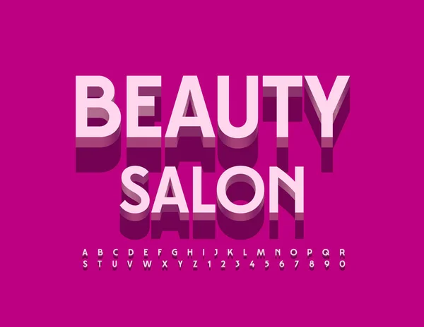 Vector Bright Logo Salon Beauté Police Isométrique Avec Ombre Alphabet — Image vectorielle