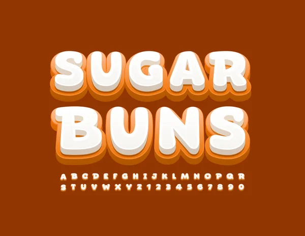 Διάνυσμα Γλυκό Σημάδι Ζάχαρη Buns Glazed Νόστιμο Γραμματοσειρά Σύνολο Γραμμάτων — Διανυσματικό Αρχείο