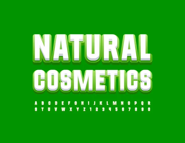 Vektor Öko Jel Natural Cosmetic Stílusosan Font Zöld Fehér Ábécé — Stock Vector