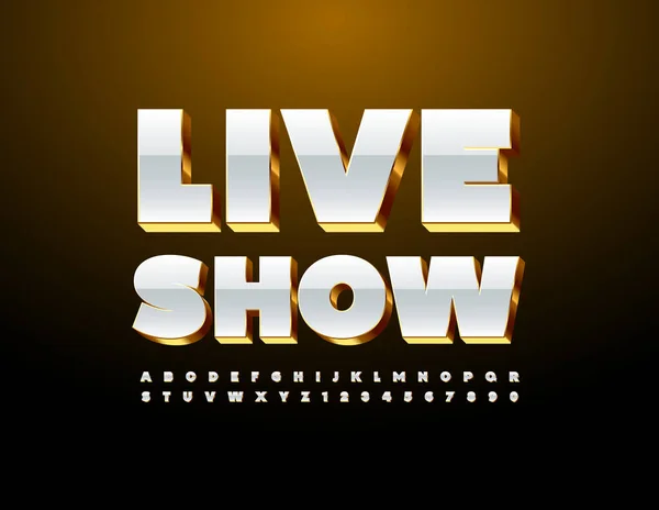 Manifesto Evento Vettoriale Live Show Caratteri Oro Bianco Set Lettere — Vettoriale Stock