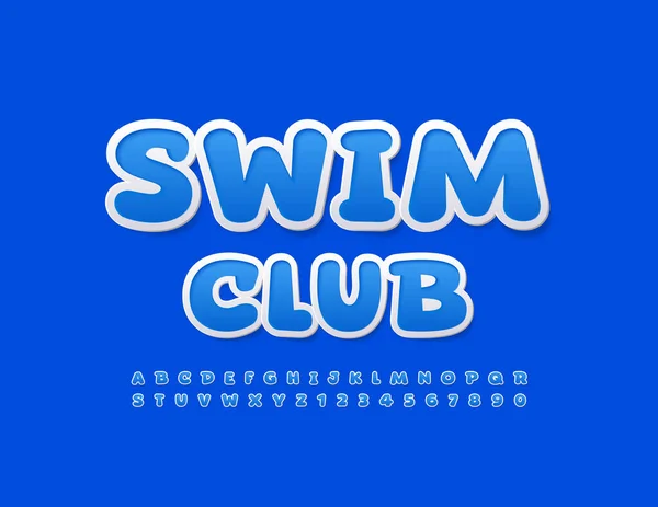 かわいい青いアルファベット文字フォント Swim Club — ストックベクタ