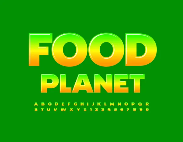 Vector Brillante Concepto Food Planet Color Degradado Conjunto Letras Números — Archivo Imágenes Vectoriales