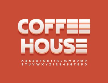 Vektör trend logosu Kahve Evi. Dekoratif yazı tipi. Kozmik Harf ve Sayılar Kümesi