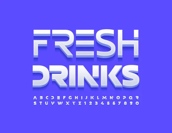 Vector Template Sign Fresh Drinks Bright Blue Font Set Modern — Stock vektor
